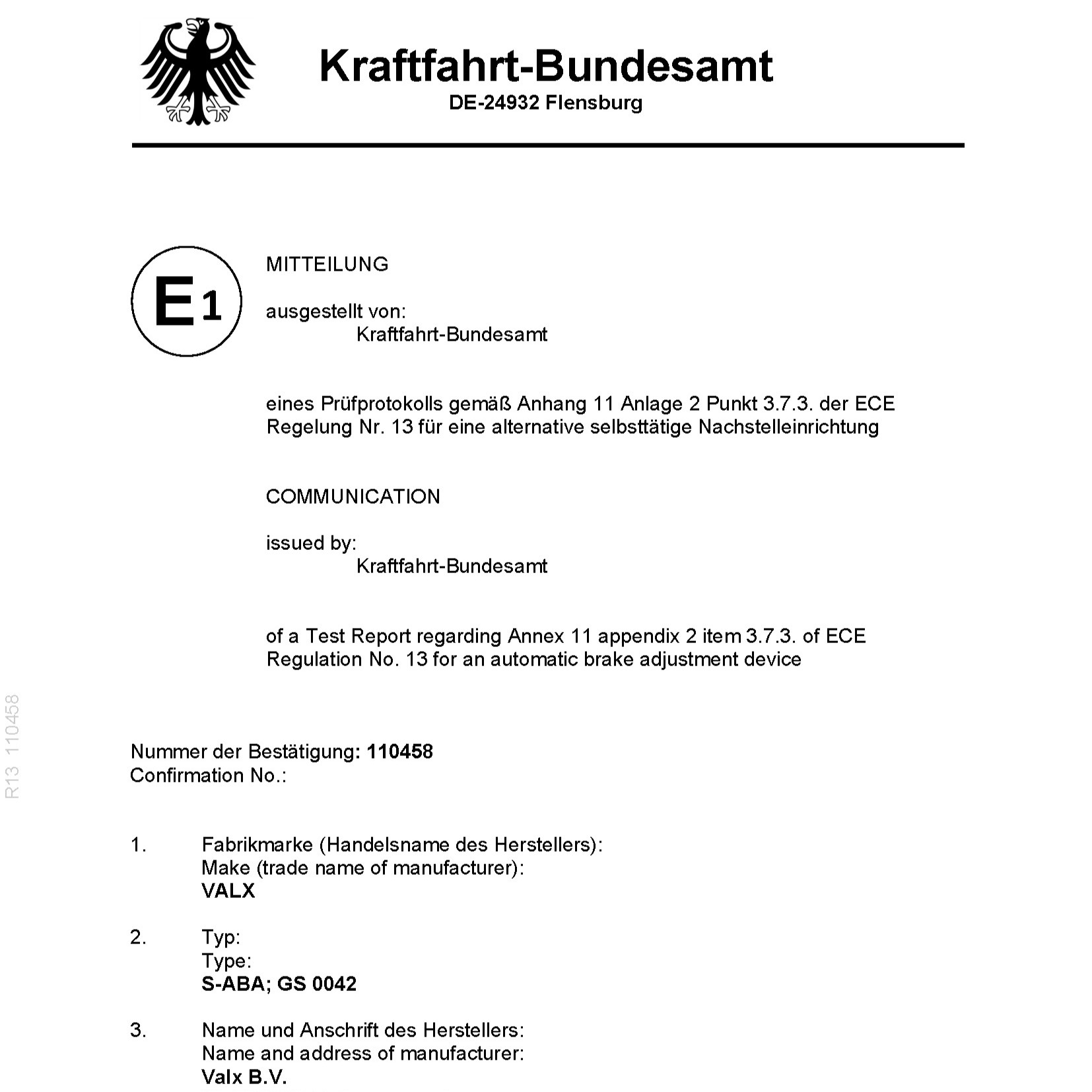 Drum Brake Approval 360 X 200 10,2T GS 0042.0 Wabco Page 01