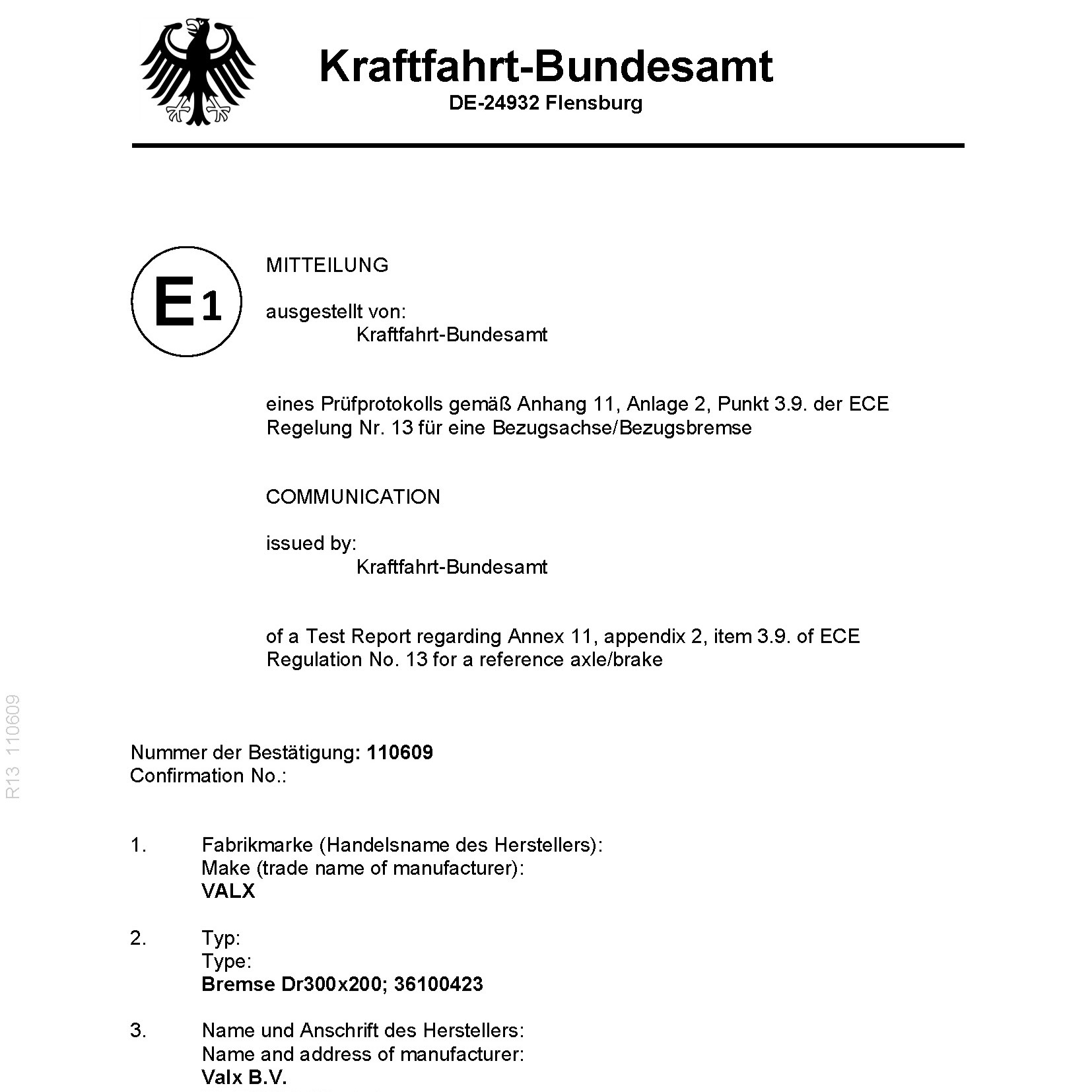 Drum Brake Approval 300 X 200 11.0T 36100423 Haldex